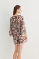 Bohemian Print Tunic Top with Tassel Trim - Image 2