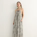 Sage Green Floral Halter Maxi Dress