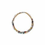 Handmade boho layered necklace, natural stone & wood, adjustable Materials: natural stone, wood, alloy